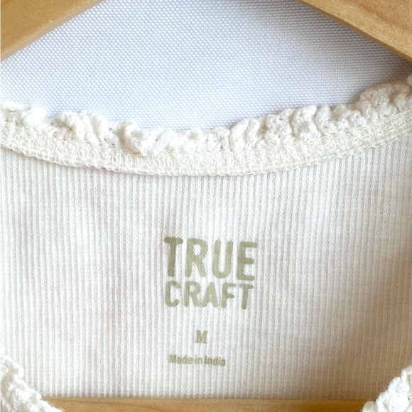 Kids True Craft Cream Tropical Tank Top w/ Pink Print & Ruffle Trim Size 8 - Picture 6 of 9